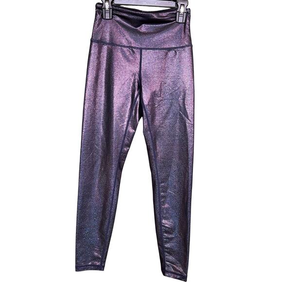 Zyia Active Metallic Shimmer Compression Leggings Full Length Size 2 - Picture 1 of 2